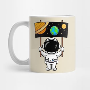 Cute Astronaut Holding Space Board Cartoon Mug